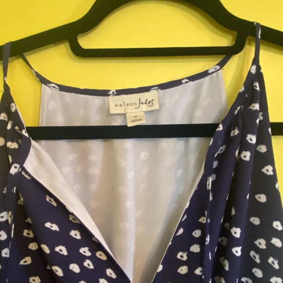 Maison Jules Polka Dot V-Neck Casual Dress sleeveless size medium - Picture 2 of 4